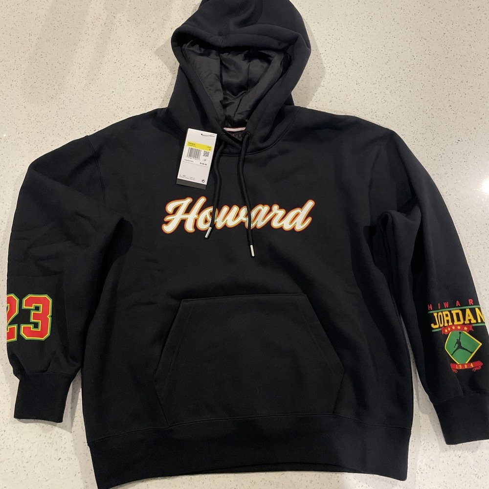 Nike Air Jordan Howard University Womens Satin-Lined Hoodie Sz Small‎ Black NWT